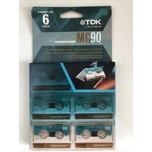 TDK 6 Pack MICROCASSETTES Blank MC 90 Micro Audio Cassette Tapes NEW P6